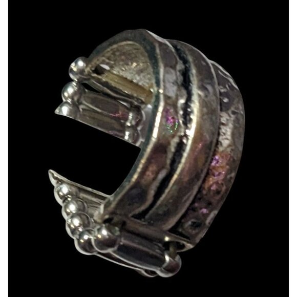 Brutalist Silver Tone Stretch Ring Size 7 - Picture 3 of 13
